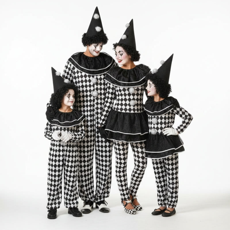 Gruppe von weiß-schwarzen Harlekinen