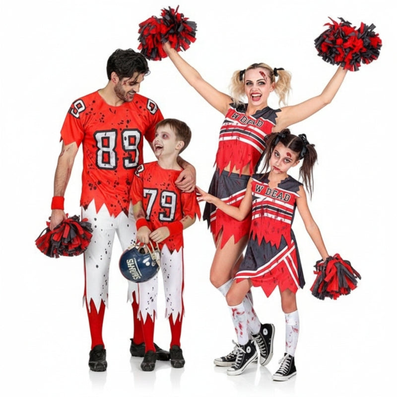 Gruppe von American Football und Zombie-Cheerleader