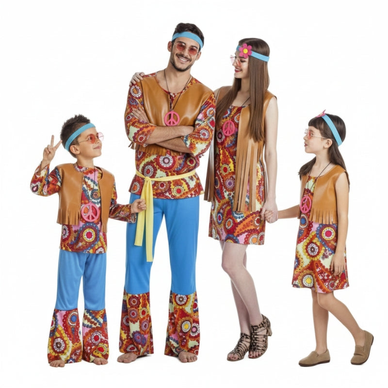 Gruppe von Hippies Happy