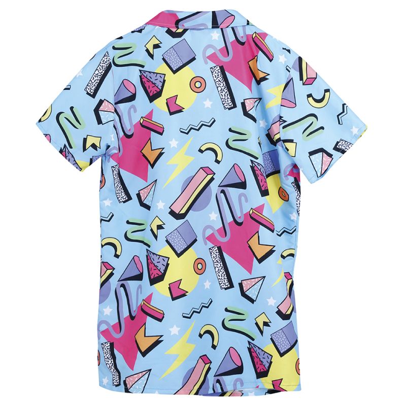 Camisa Años 80 Azul para hombre Espalda