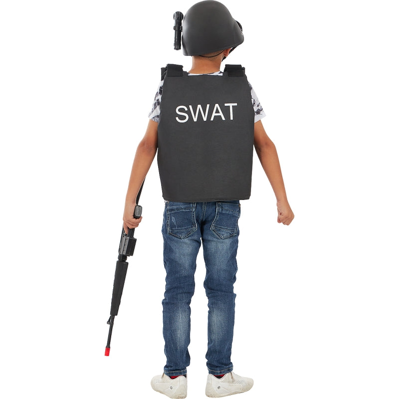 Disfraz de Chaleco de Policía de élite SWAT para niño Espalda