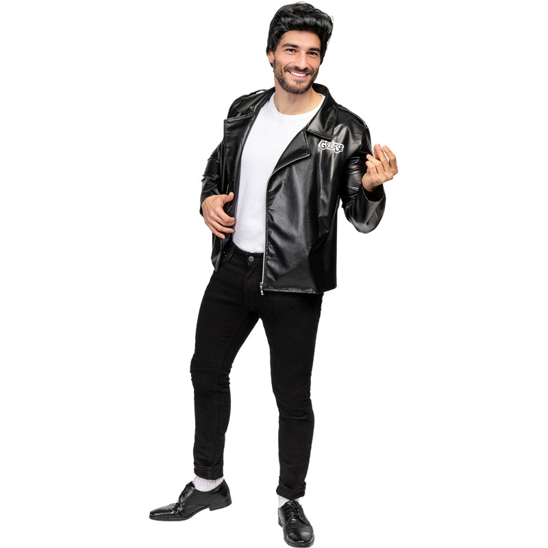 Disfraz de Chaqueta negra T-Birds de Grease para hombre Perfil Bis