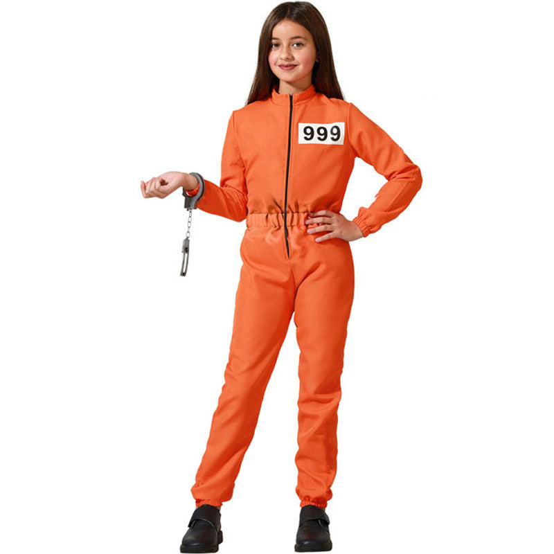 Disfraz de Prisionero con uniforme naranja para niña