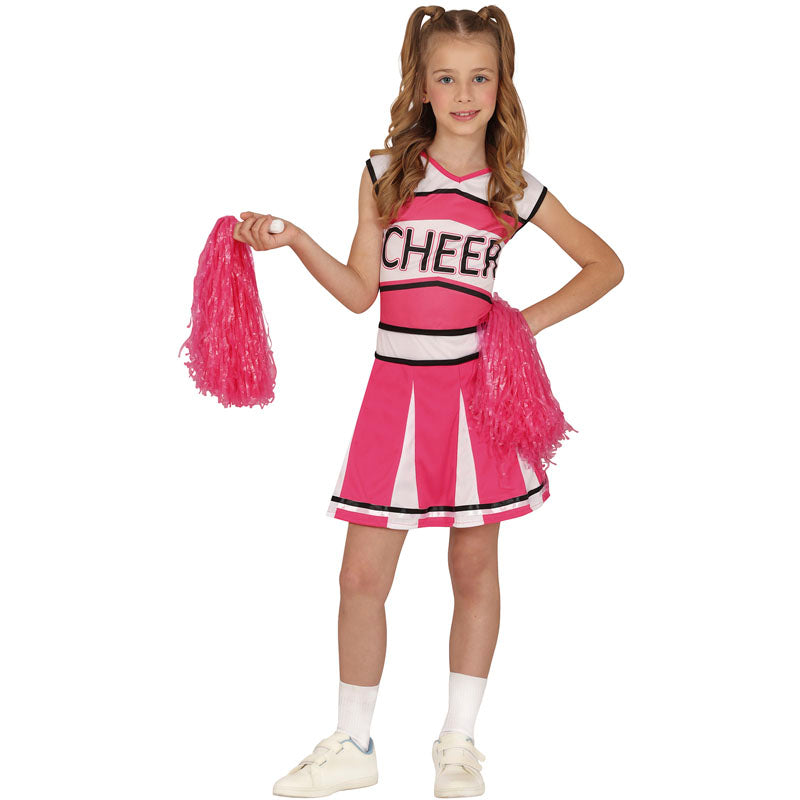 Disfraz de Animadora americana rosa para niña