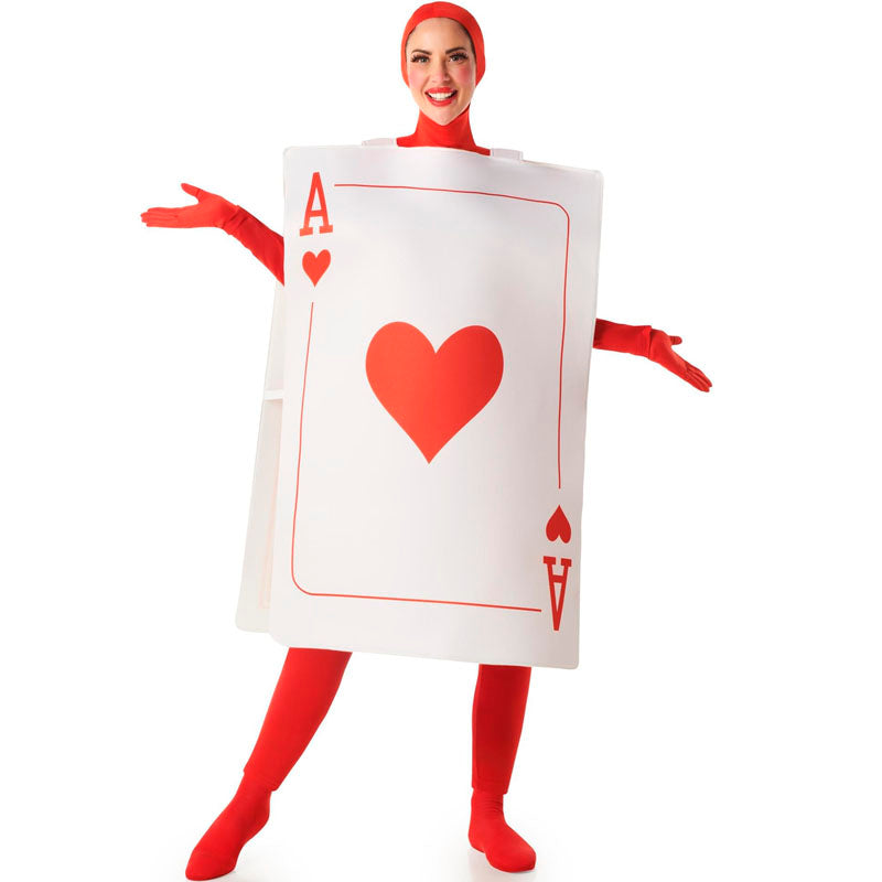 Disfraz de Carta Póker As de Corazones adulto unisex Mujer