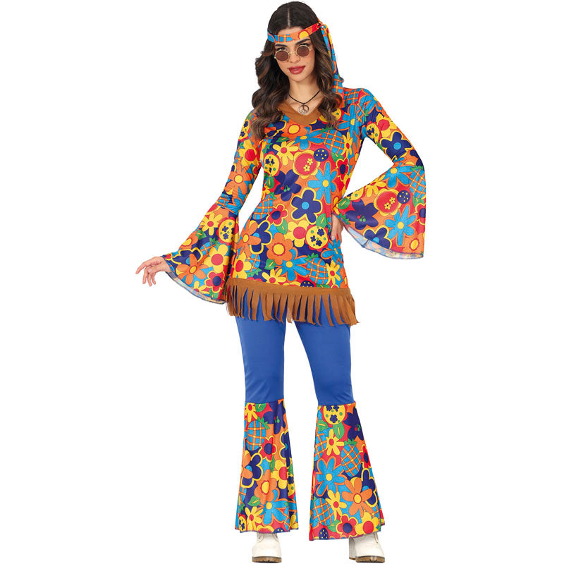 Disfraz de Hippie floreado para mujer