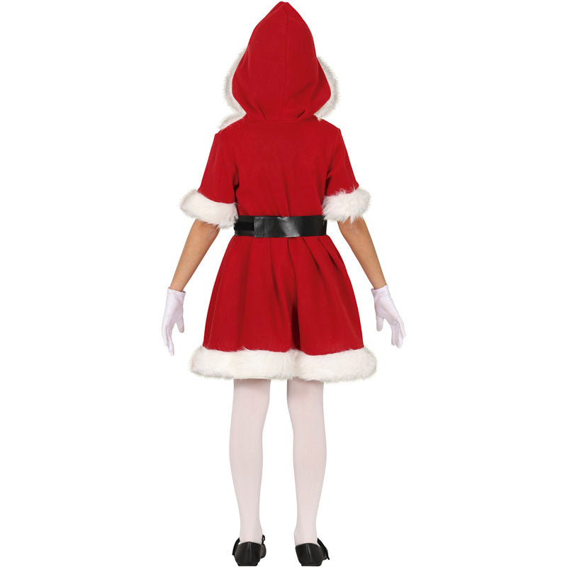 Disfraz de Mamá Noel con capucha para niña Espalda