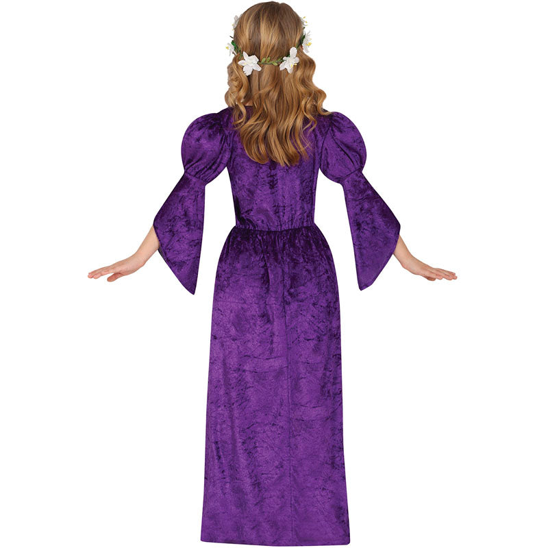Disfraz de Princesa Medieval morada para niña Espalda