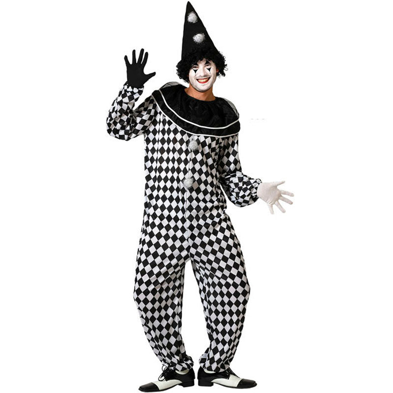 Disfraz para hombre de Arlequín blanco y negro