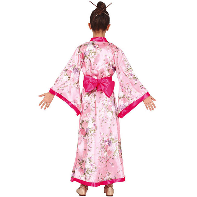 Disfraz Kimono Japonés Rosa para niña Espalda