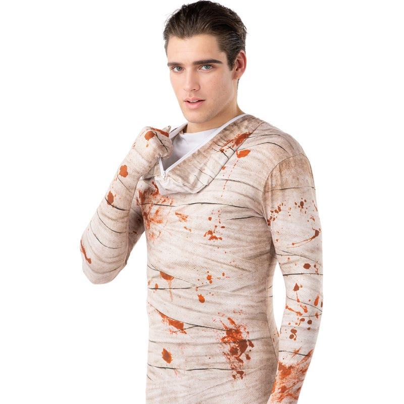 Disfraz de Momia Ensangrentada segunda piel para adulto Detalle Bis