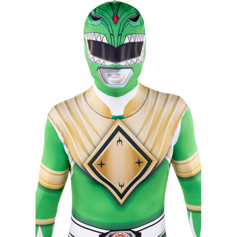 Disfraz de Power Ranger Verde segunda piel adulto unisex Detalle