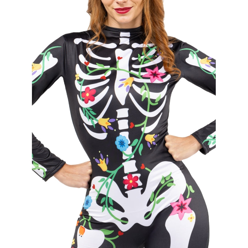 Disfraz de Esqueleto Catrina Día de los Muertos para mujer Detalle