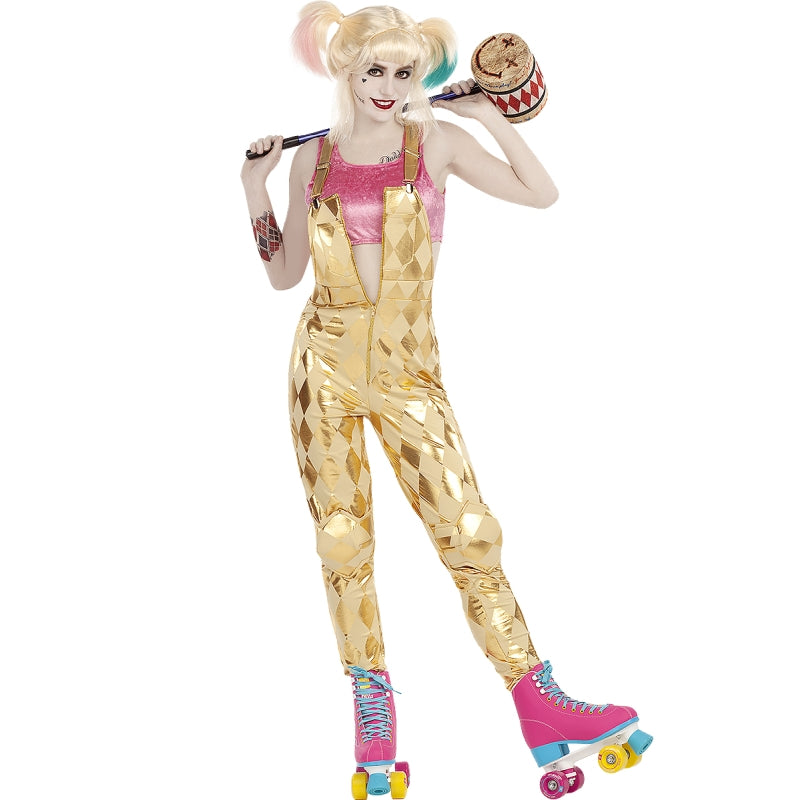Disfraz de Harley Quinn con mono de Birds of Prey para mujer Bis