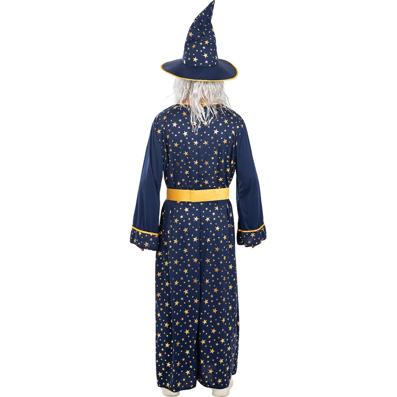 Disfraz de Mago Merlin Estrellas para hombre Espalda
