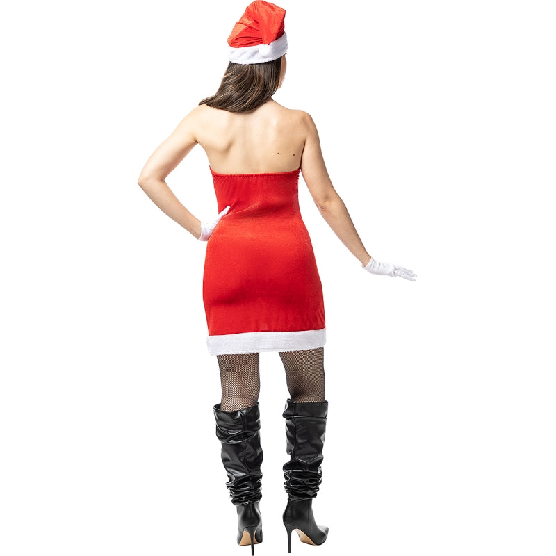 Disfraz de Mamá Noel sin mangas para mujer Espalda