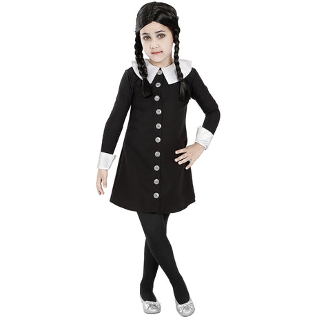 Disfraz de Miércoles Addams de La Familia Addams para niña Bis