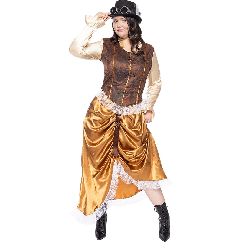 Disfraz de Steampunk Largo para mujer Talla Grande