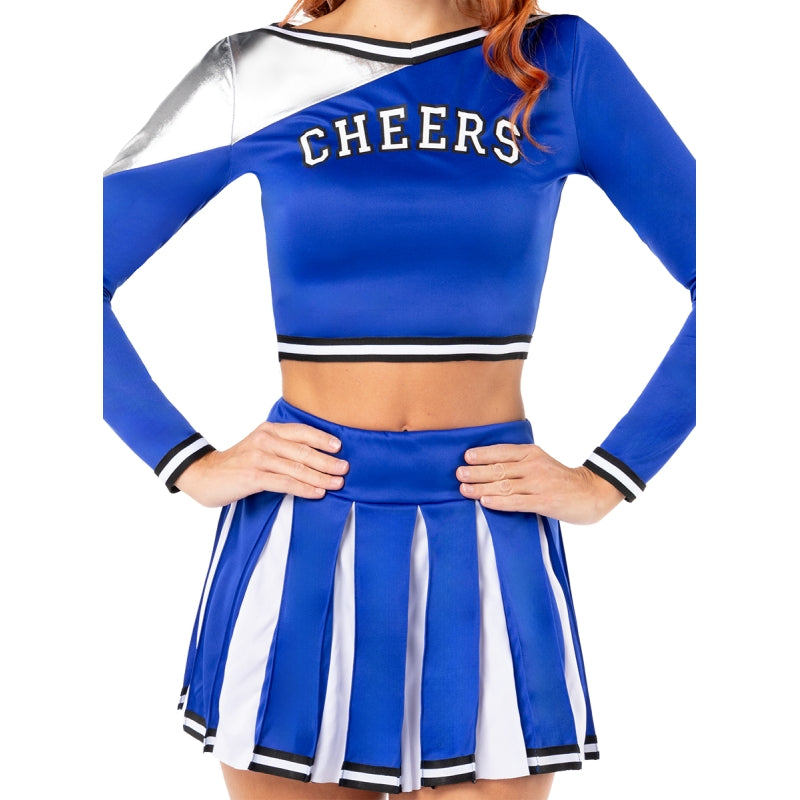 Disfraz de Cheerleader Azul para mujer Detalle