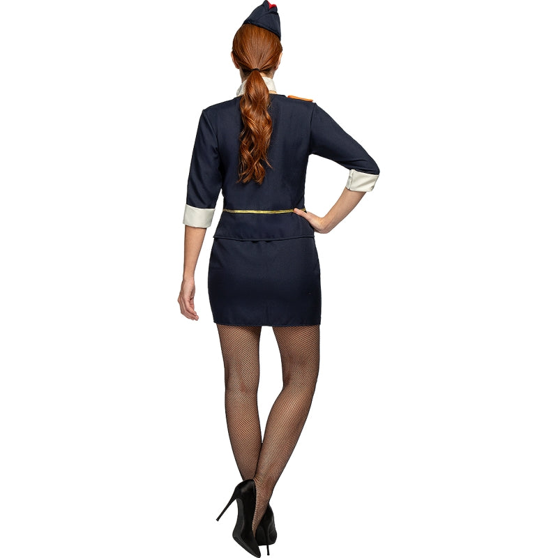 Disfraz de Azafata de Vuelo para mujer Espalda