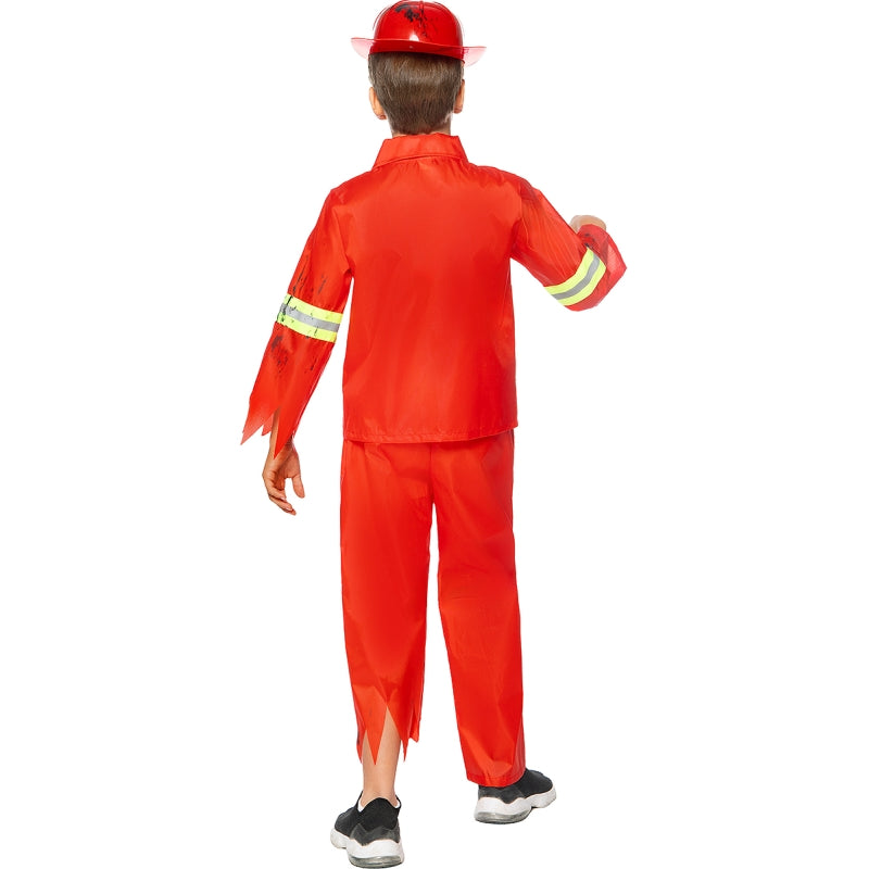 Disfraz de Bombero Zombie para niño Espalda