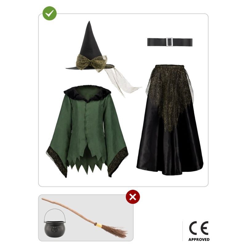 Disfraz de Bruja Deluxe para niña Contenido