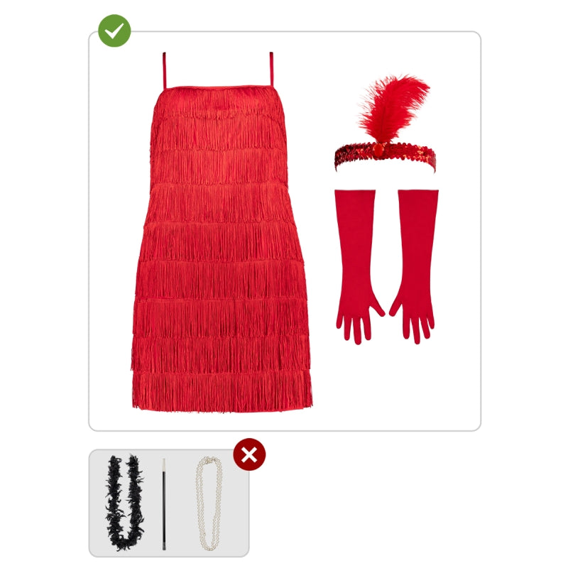 Disfraz de Charlestón rojo para mujer Contenido