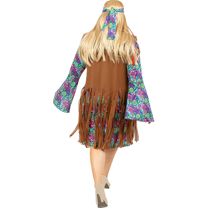 Disfraz de Hippie de la Paz para mujer Espalda Talla Grande