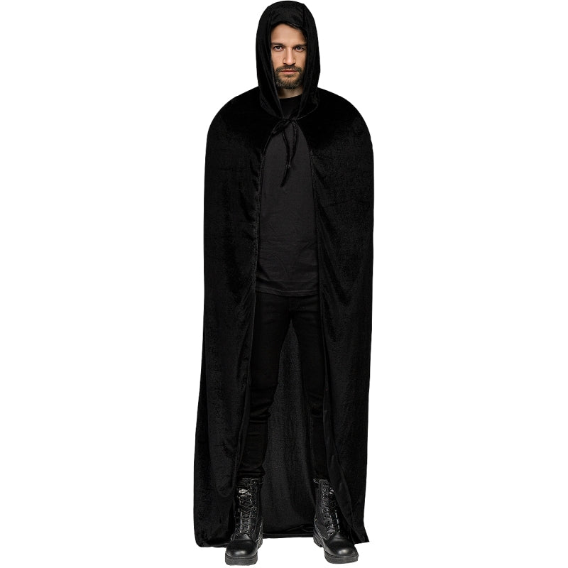 Disfraz de Capa Mago Negra con Capucha para hombre