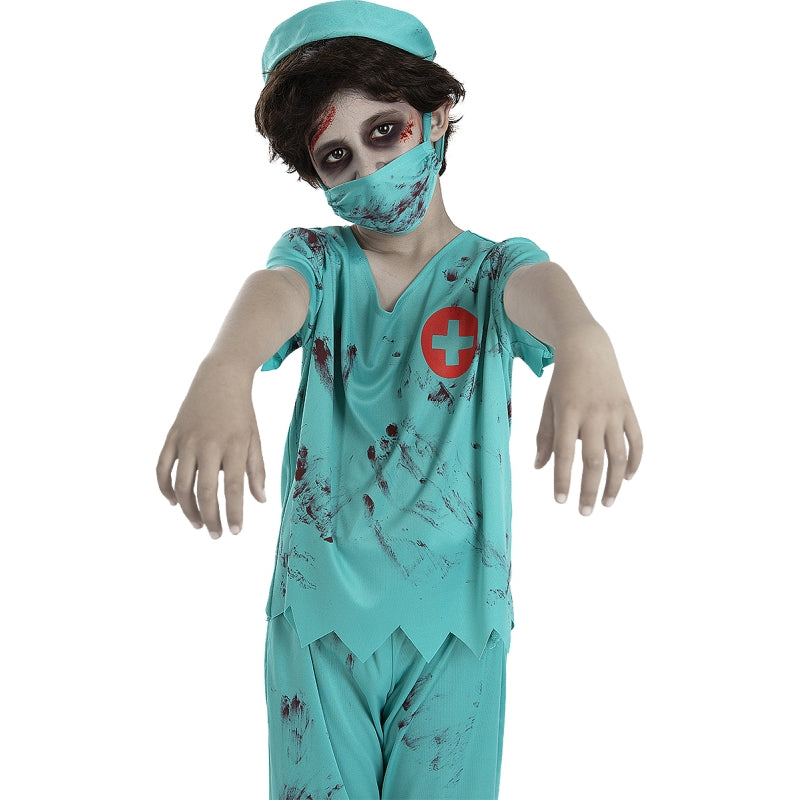 Disfraz de Doctor Zombie Sangriento para niño Detalle