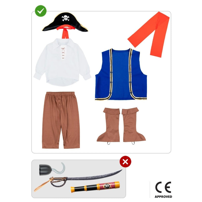 Disfraz de Pirata Marrón para niño Contenido
