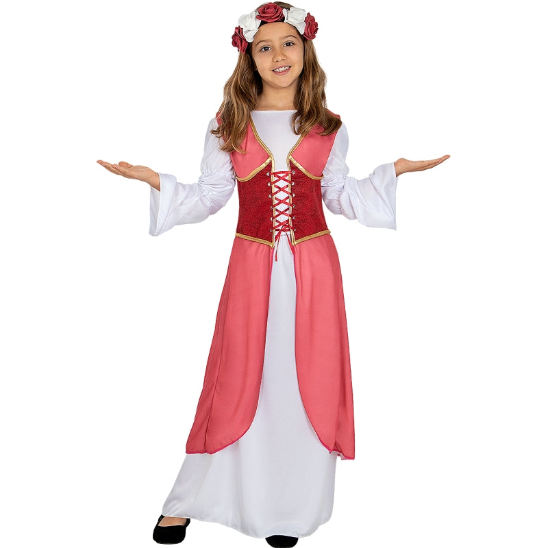 Disfraz de Princesa Medieval con Flores para niña
