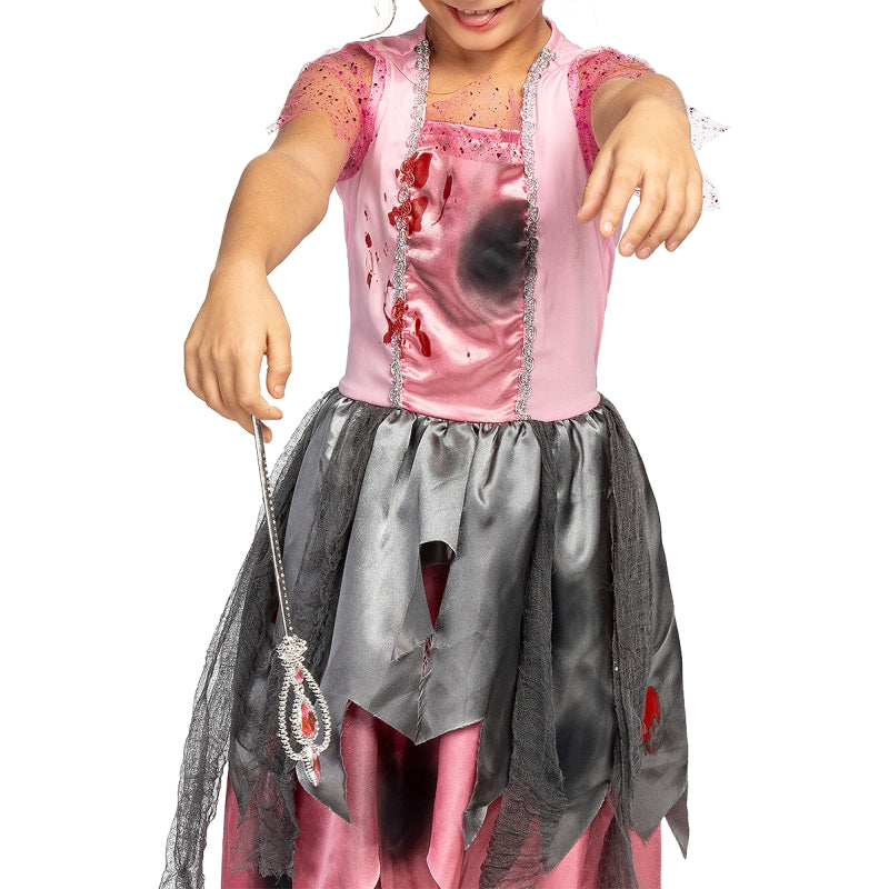Disfraz de Princesa Zombie Rosa para niña Detalle
