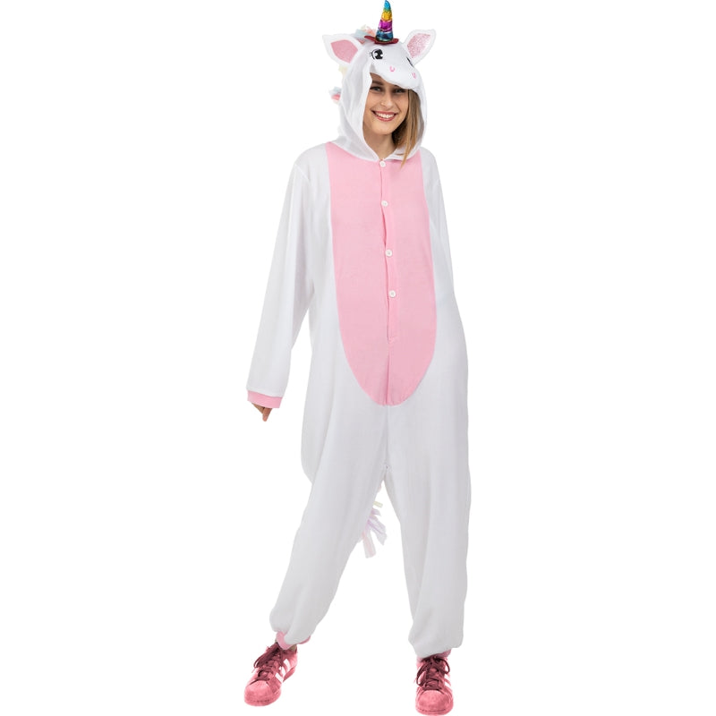 Disfraz de Unicornio Rosa y Blanco Onesie adulto unisex Bis