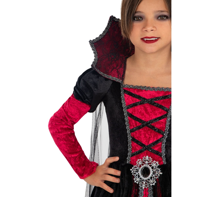 Disfraz de Vampiresa Gótica Lujo para niña Detalle