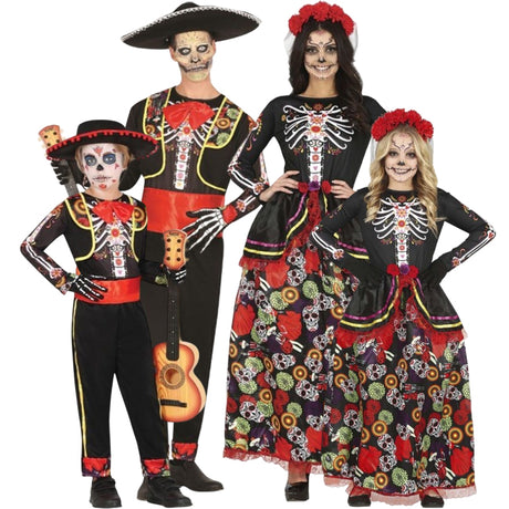Disfraces Esqueletos Mariachi y Reinas Catrina para grupos y familias