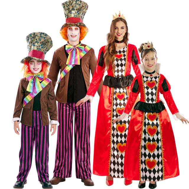 Disfraces Sombrereros y Reinas de Corazones para grupos y familias