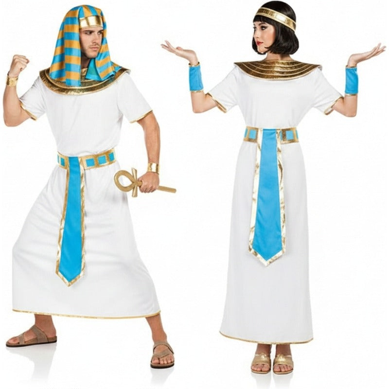 Blaue Ägypter Paarkostüm für Erwachsene