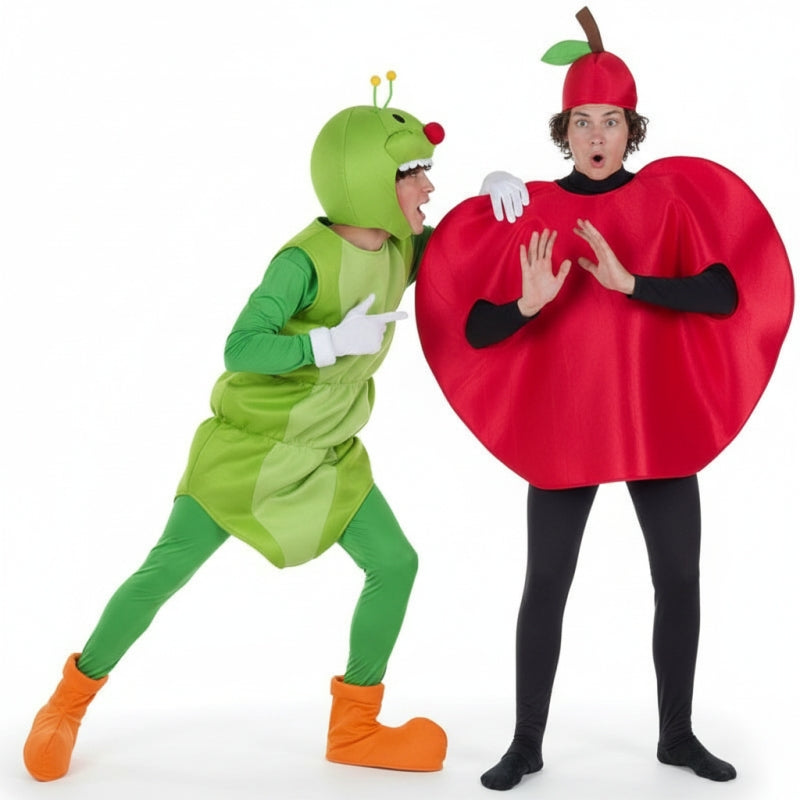 Wurm und Apfel Paarkostüm für Erwachsene
