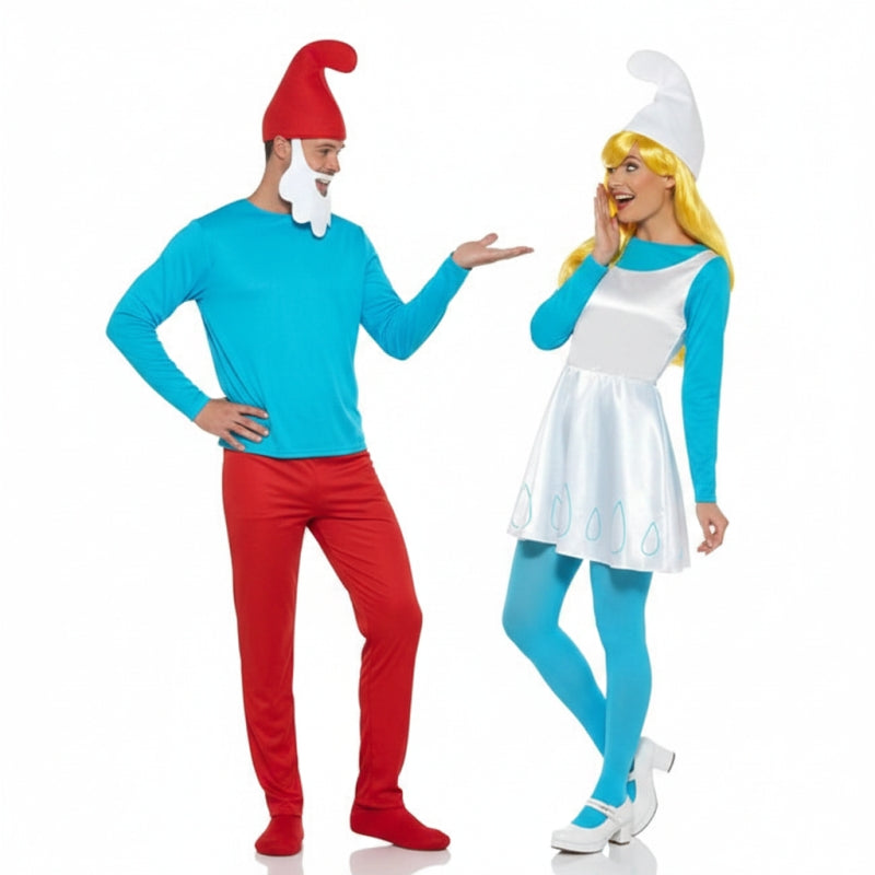 Papa Schlumpf und Schlumpfine Paarkostüm für Erwachsene