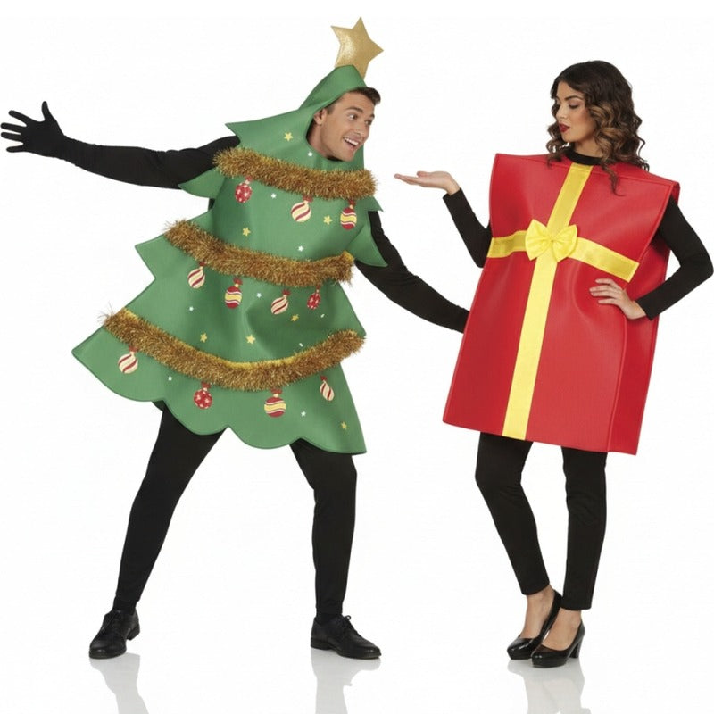 Weihnachtsbaum und Geschenk Paarkostüm für Erwachsene