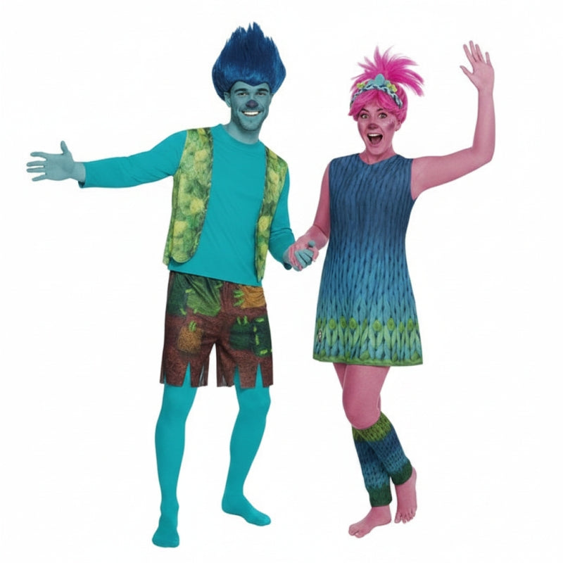 Branch und Poppy von den Trolls Paarkostüm für Erwachsene