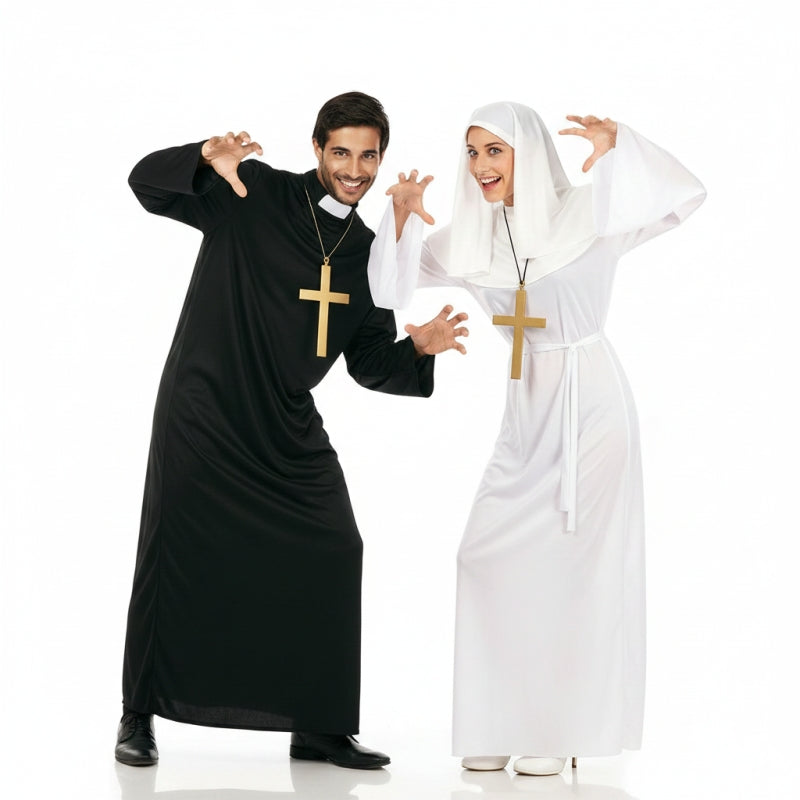 Priester und Novizinnen-Nonne Paarkostüm für Erwachsene