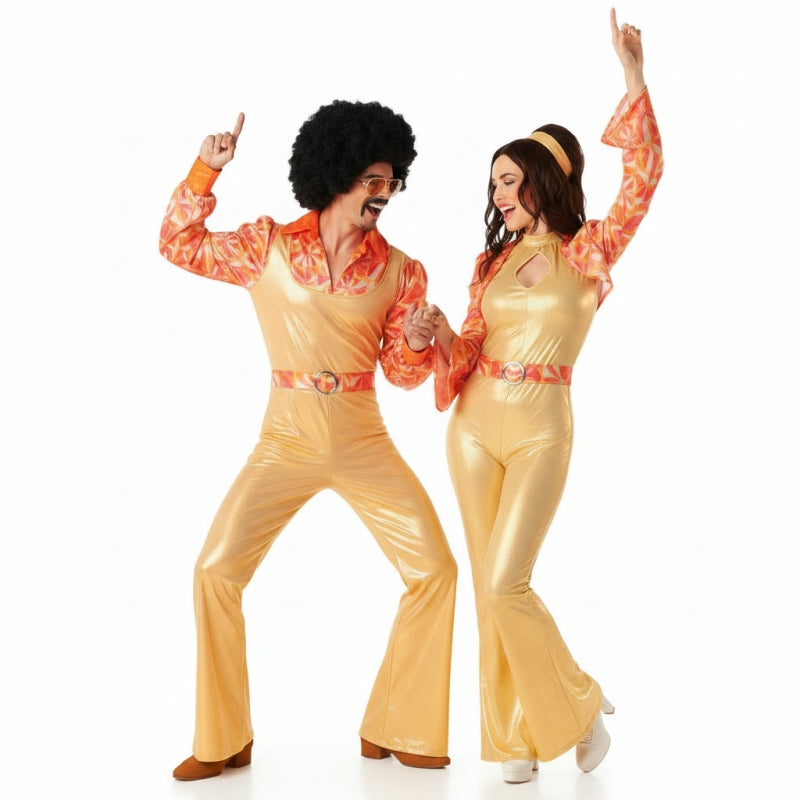 Disco Gold 70er Jahre Paarkostüm für Erwachsene