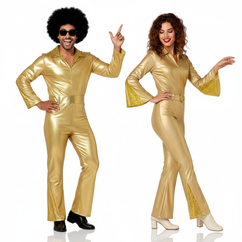 Disco Cowboy Gold Paarkostüm für Erwachsene