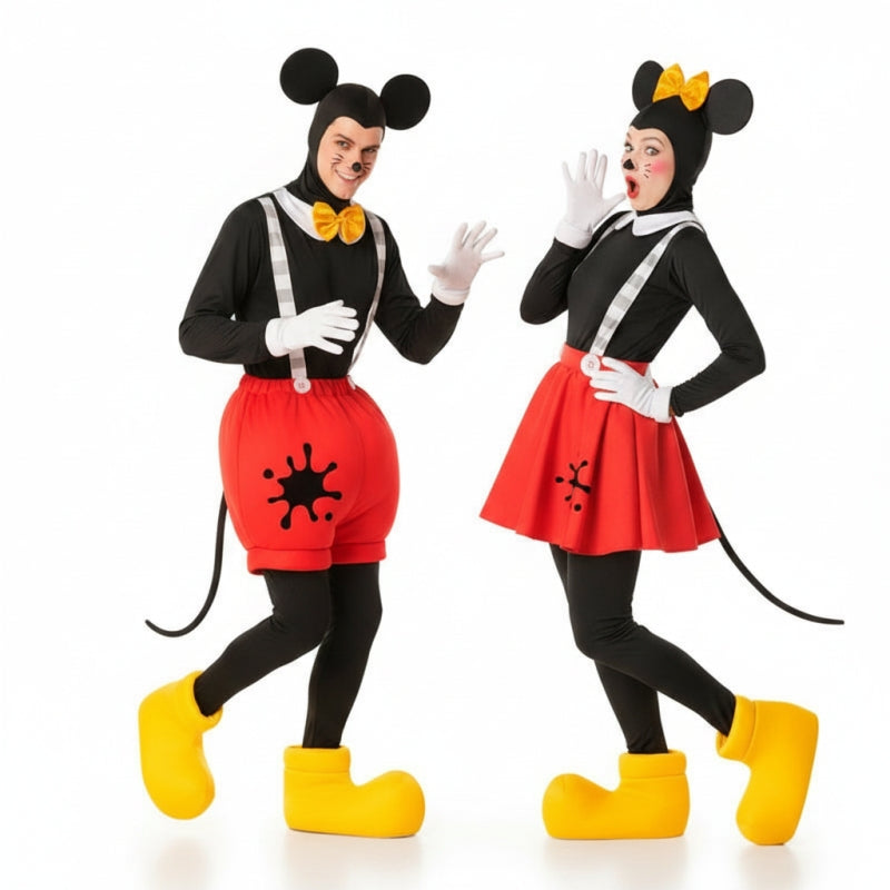 Mickey und Minnie mit Augenklappe Paarkostüm für Erwachsene
