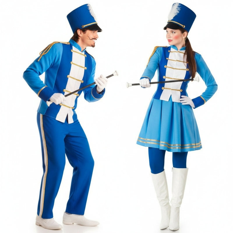 Soldat und blaue Majorette Paarkostüm für Erwachsene