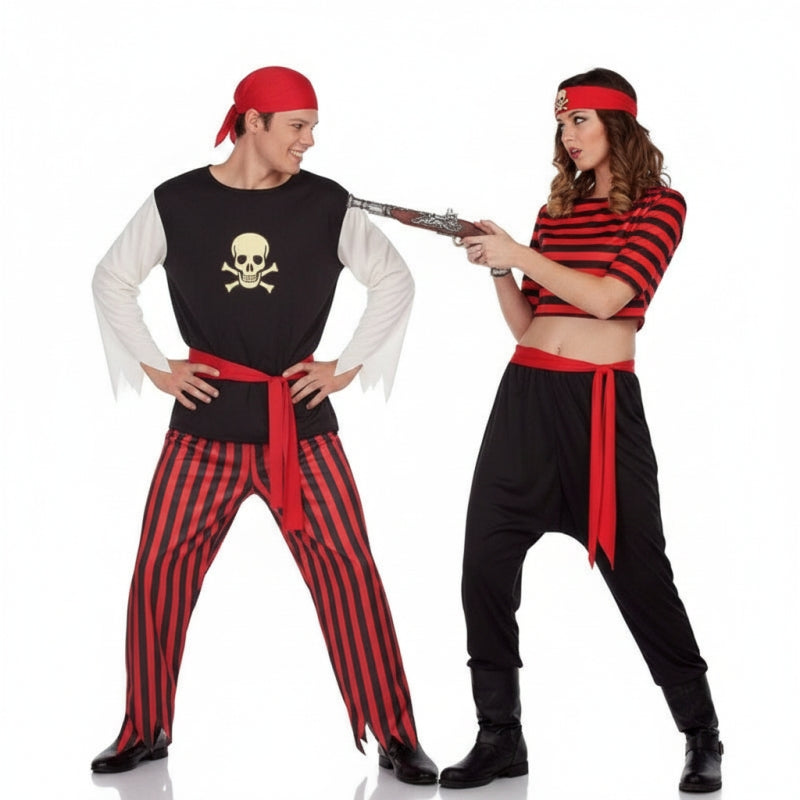 Totenkopf-Piraten Paarkostüm für Erwachsene