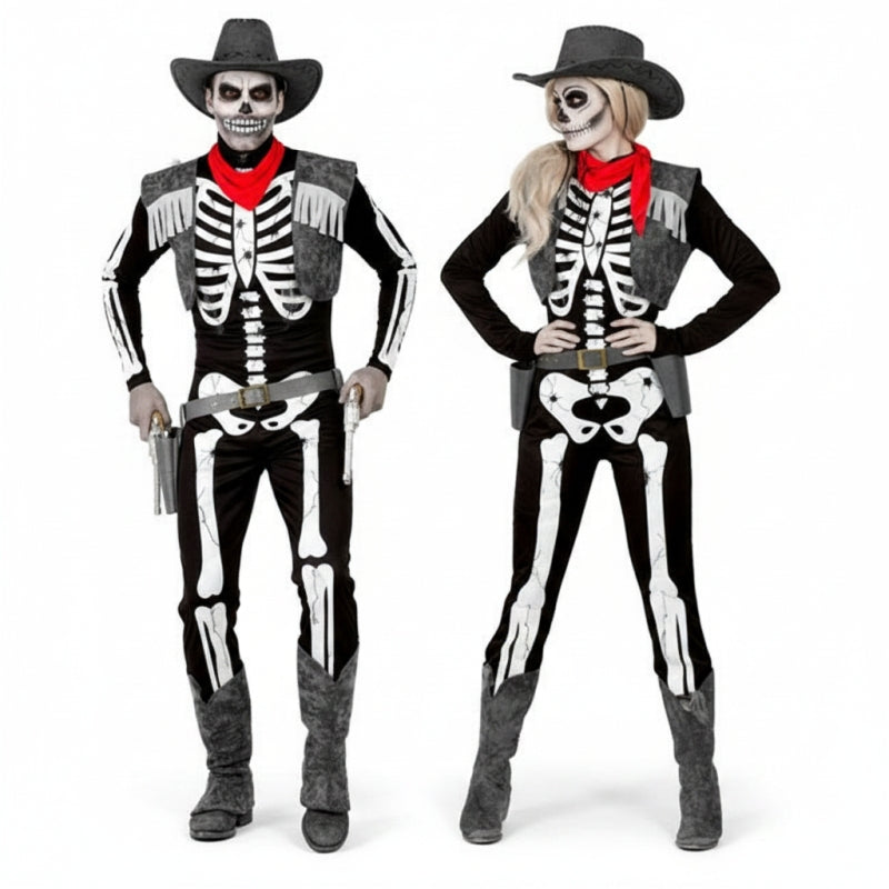 Cowboy-Skelette Paarkostüm für Erwachsene