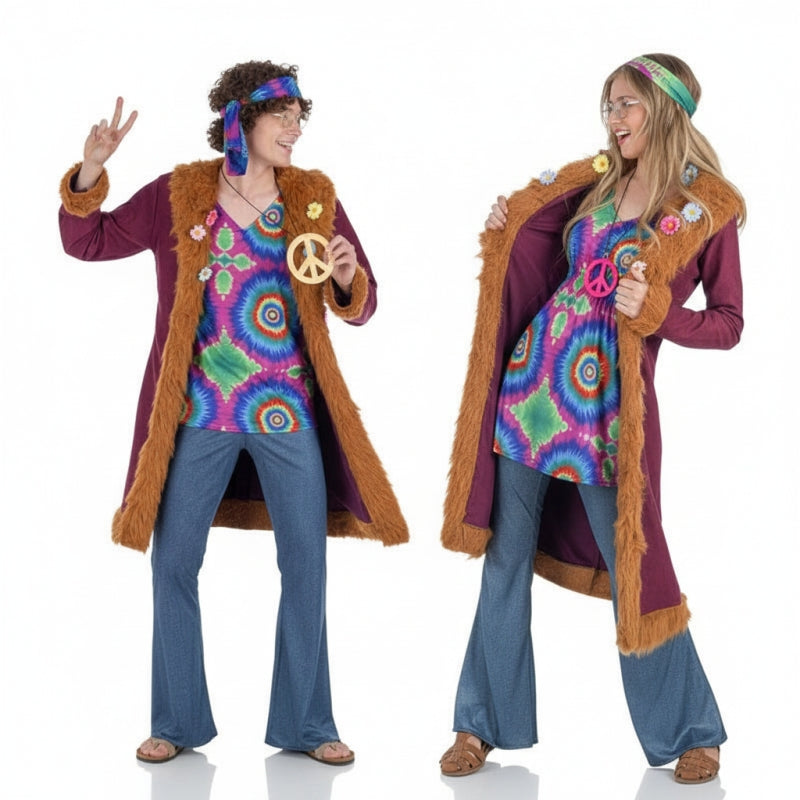 Hippies Luxus Paarkostüm für Erwachsene